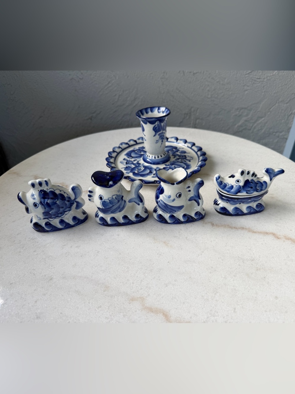 Vintage New Coastal Gjel handmade and signed 5 piece set
